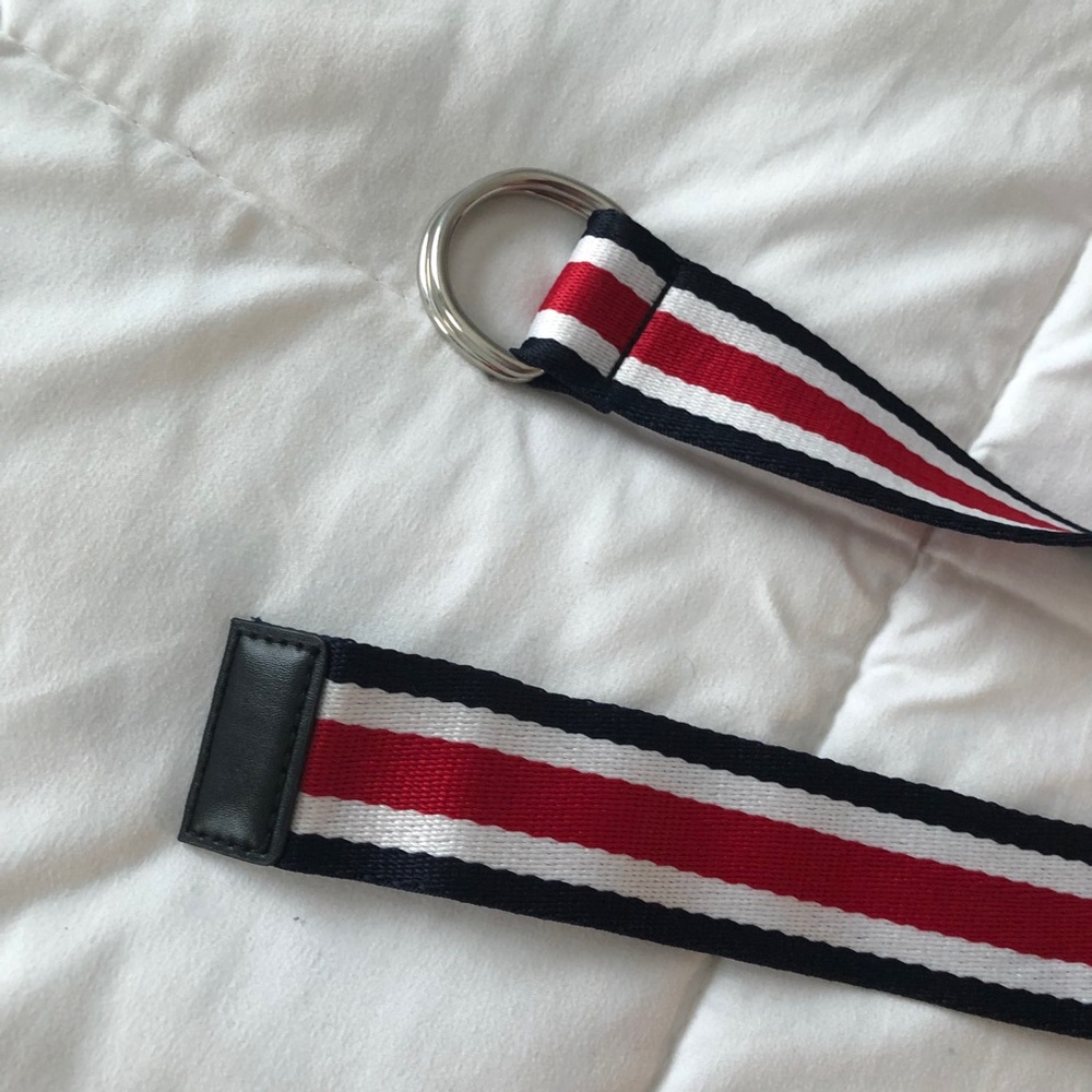 Garage Striped Canvas D-Ring Belt